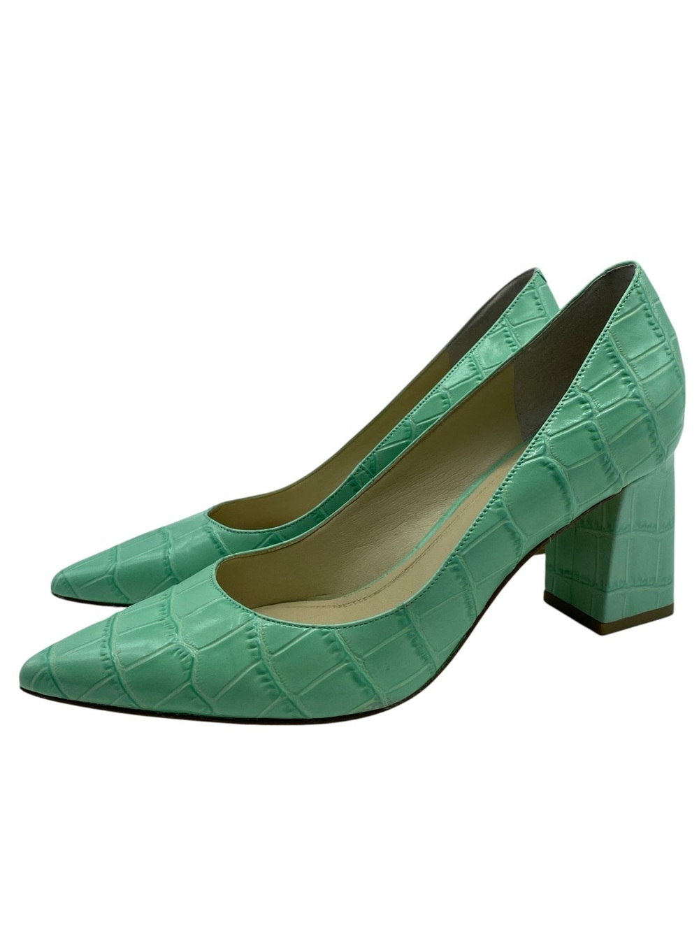 Marc Fisher Womens Shoes Zala Pumps Sz 6 Mint Green Croc Leather Point Toe Chic